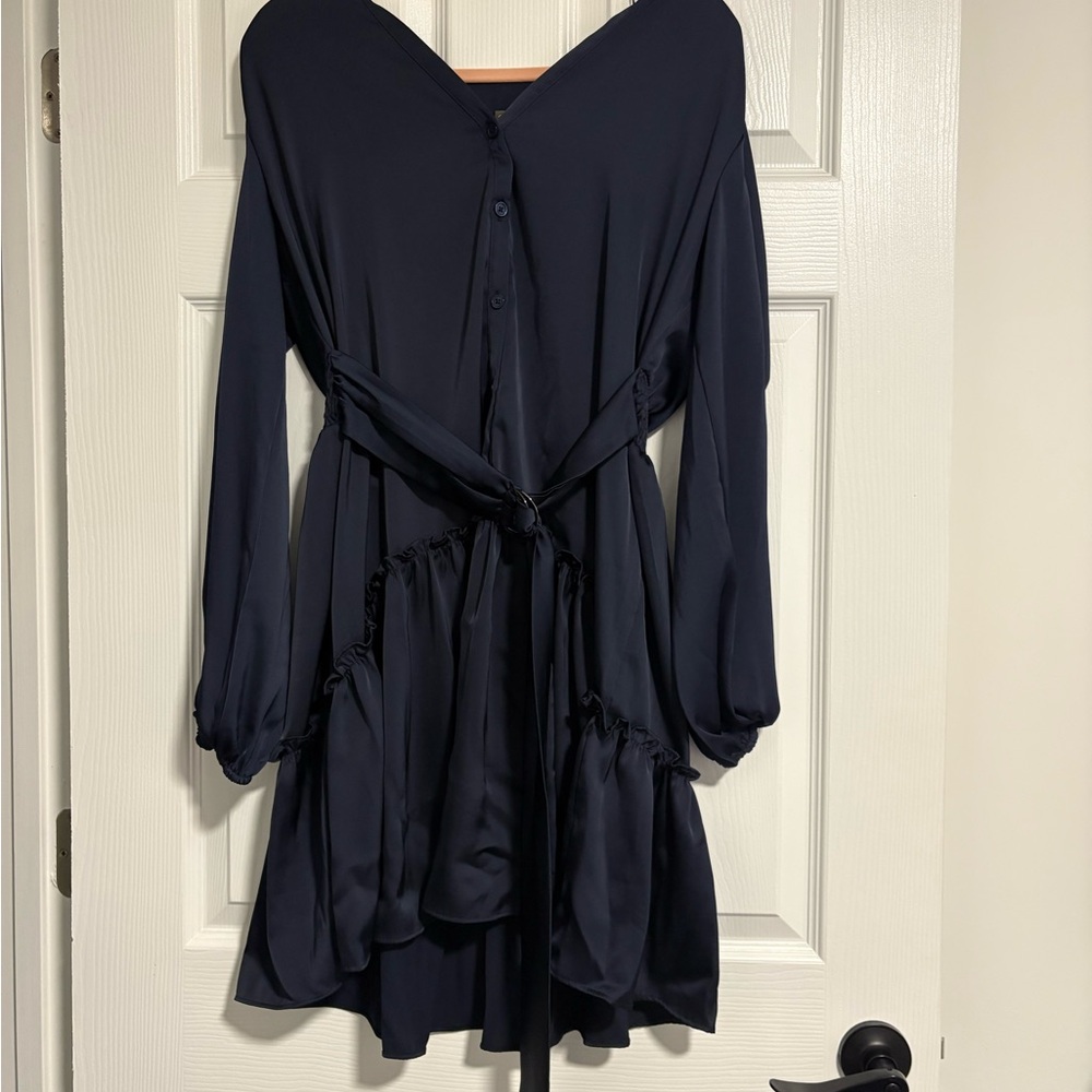 Taylor Midnight Blue Long Sleeve Dress